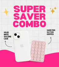 Load image into Gallery viewer, Solid White Soft Silicone iPhone Case + Soft Suction Grip Combo