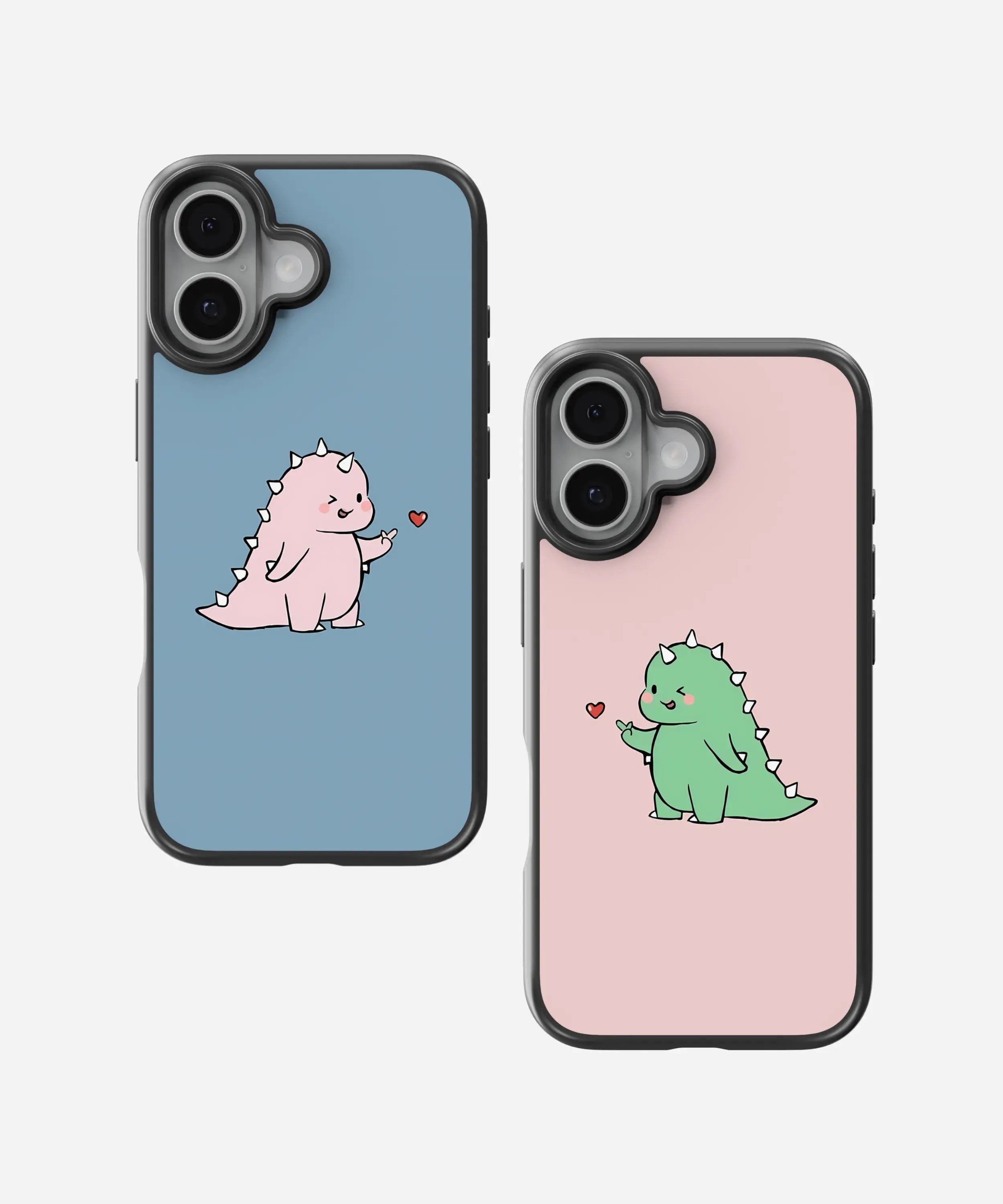 Dino Love Hearts Couple Hybrid Matte Case
