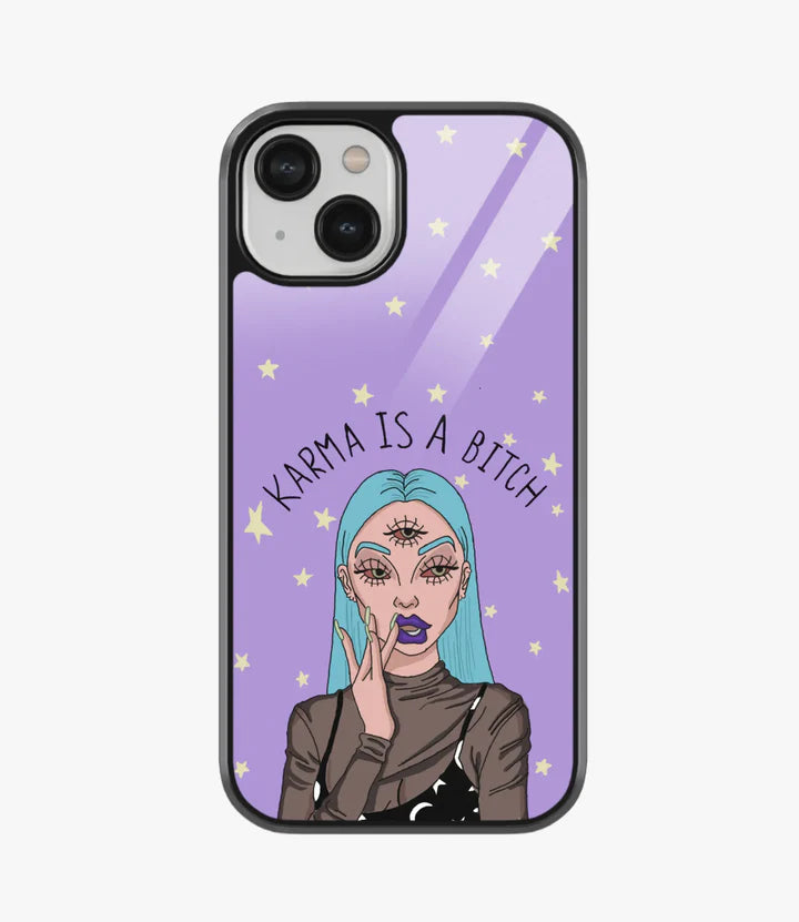 Karma Is Bitch Glass Case for iPhone 14