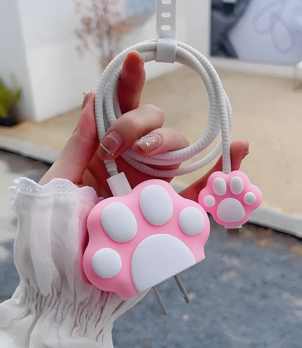 Pink Paw Charger Case & Cable Protector (18W/20W)