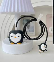 Load image into Gallery viewer, Black Pretty Penguin Charger Case & Cable Protector (18W/20W)