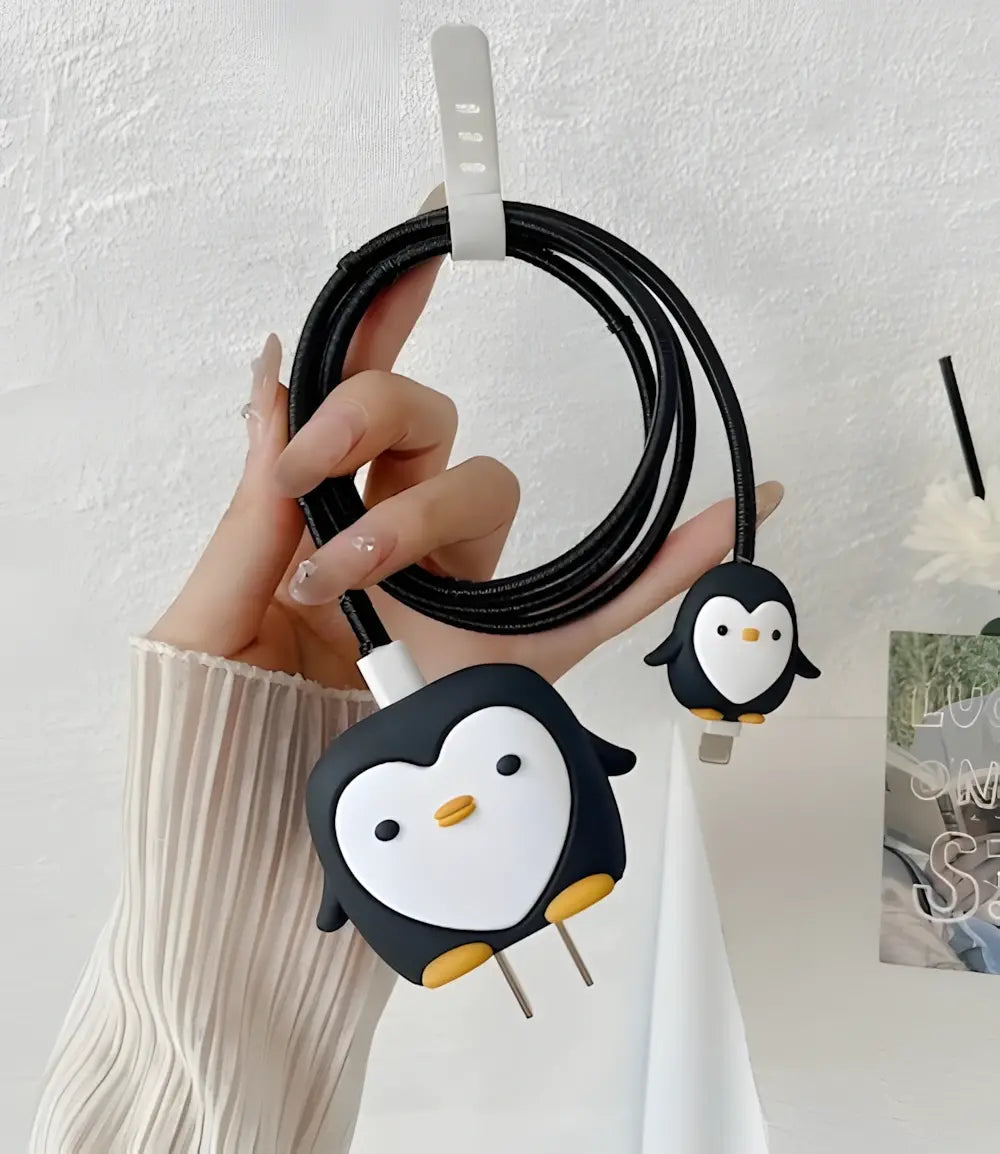 Black Pretty Penguin Charger Case & Cable Protector (18W/20W)