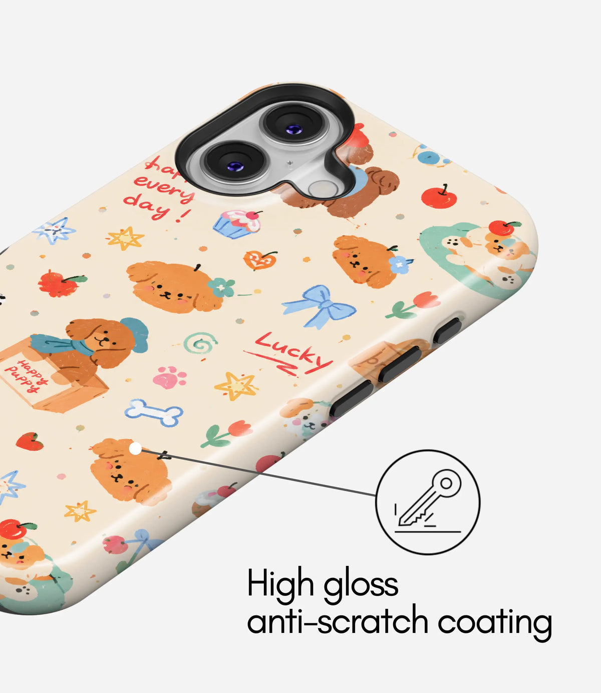 Happy Puppy Picnic Glossy Armoured Case