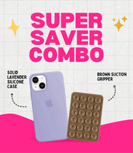 Load image into Gallery viewer, Solid Lavender Soft Silicone iPhone Case + Soft Suction Grip Combo