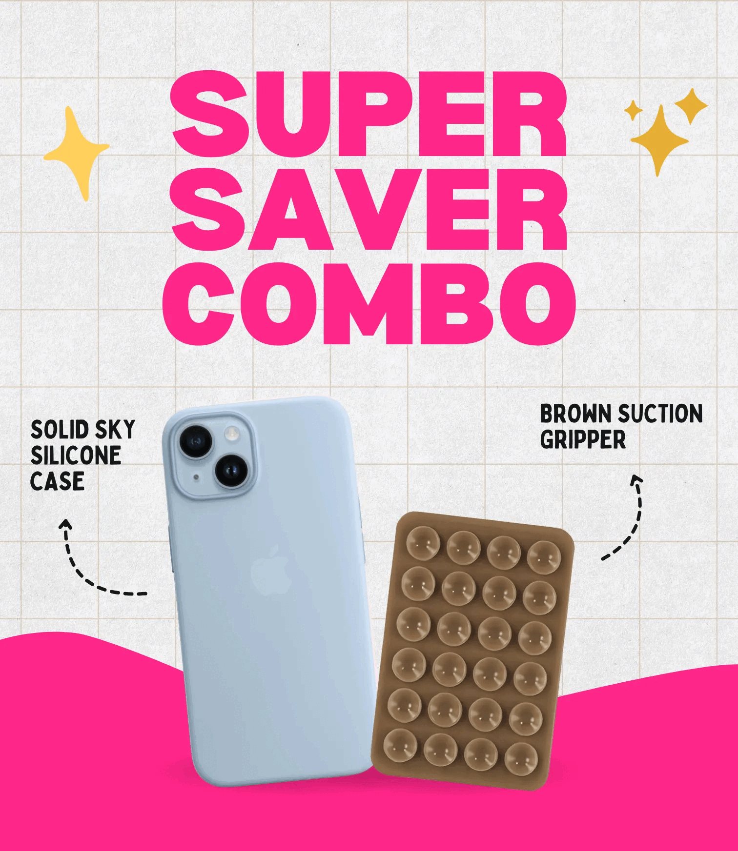 Solid Sky Soft Silicone iPhone Case + Soft Suction Grip Combo