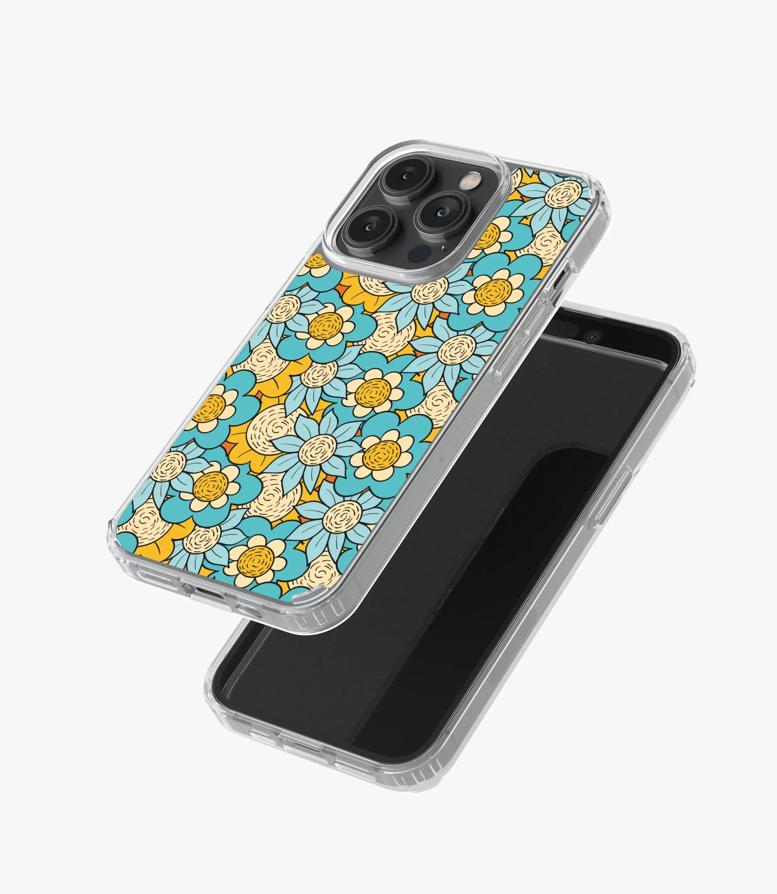 Retro 70s Blue Floral Silicone Case