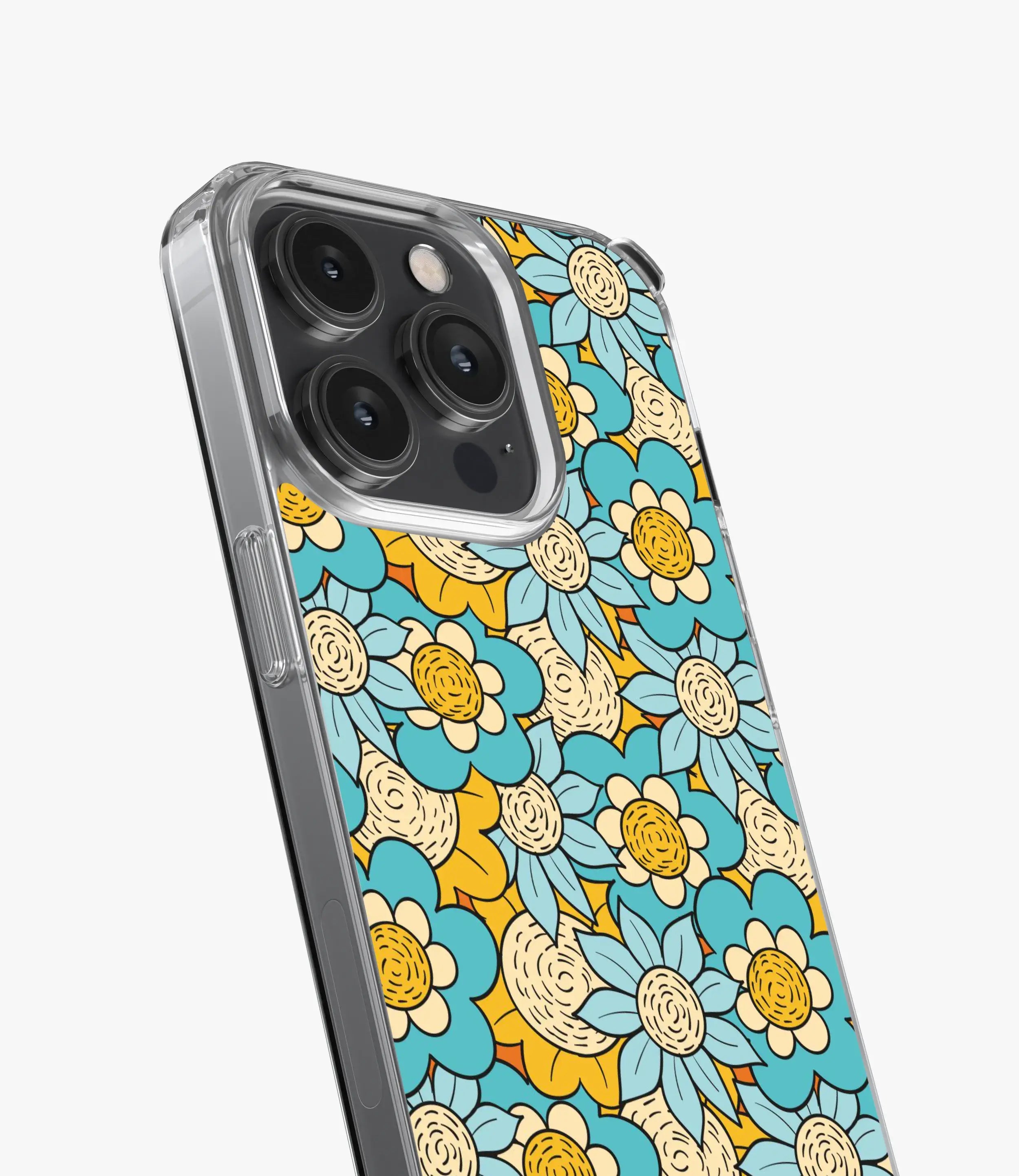 Retro 70s Blue Floral Silicone Case