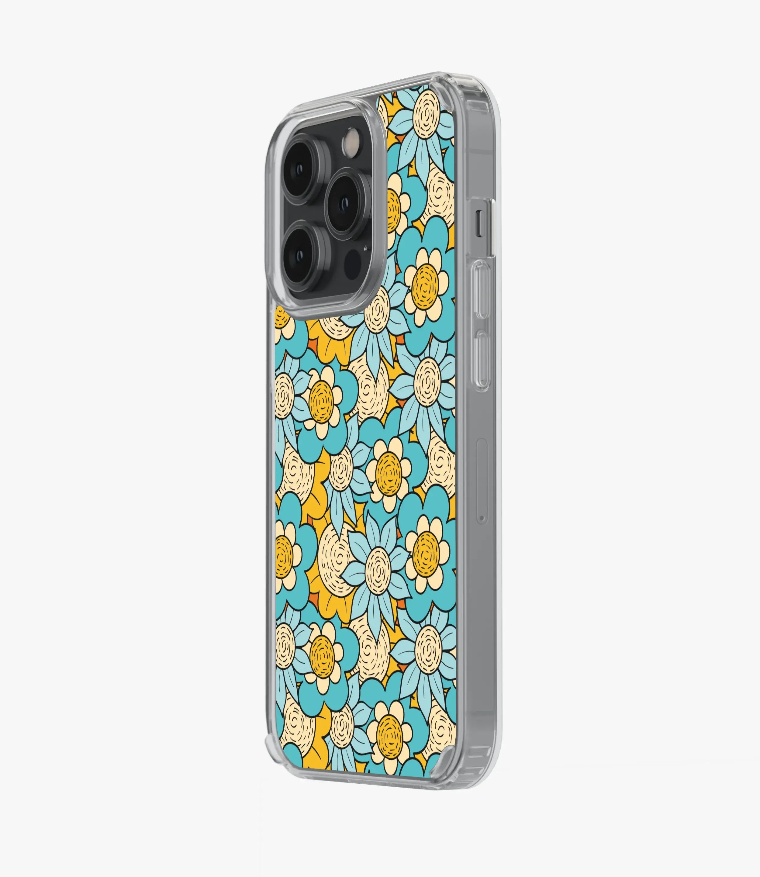 Retro 70s Blue Floral Silicone Case