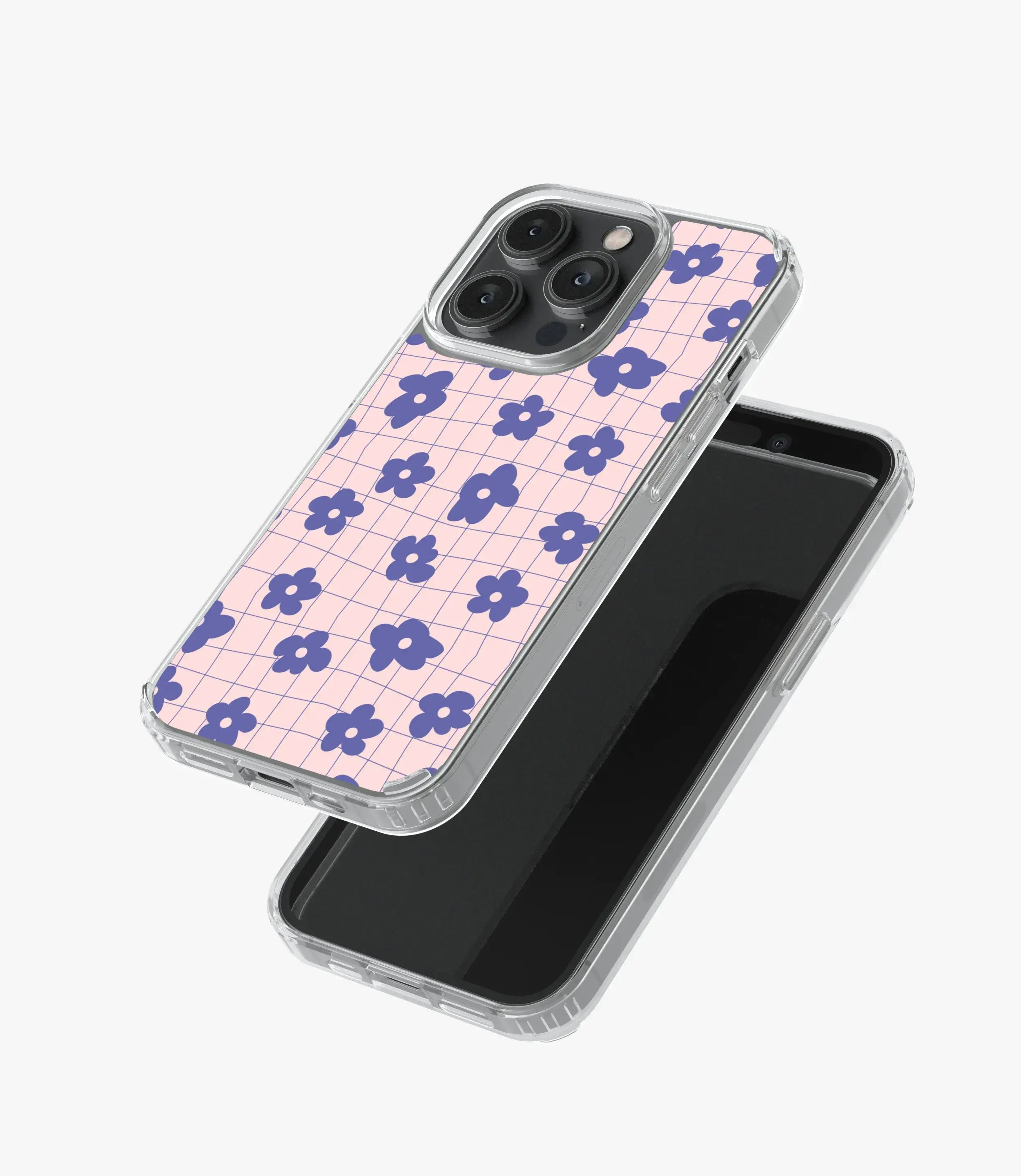 Purple Retro Flower Checkered Silicone Case