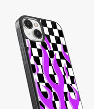 Load image into Gallery viewer, Checkered Purple Flame Glass Case