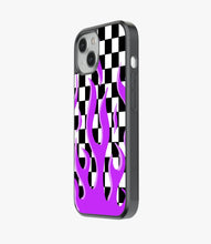 Load image into Gallery viewer, Checkered Purple Flame Glass Case