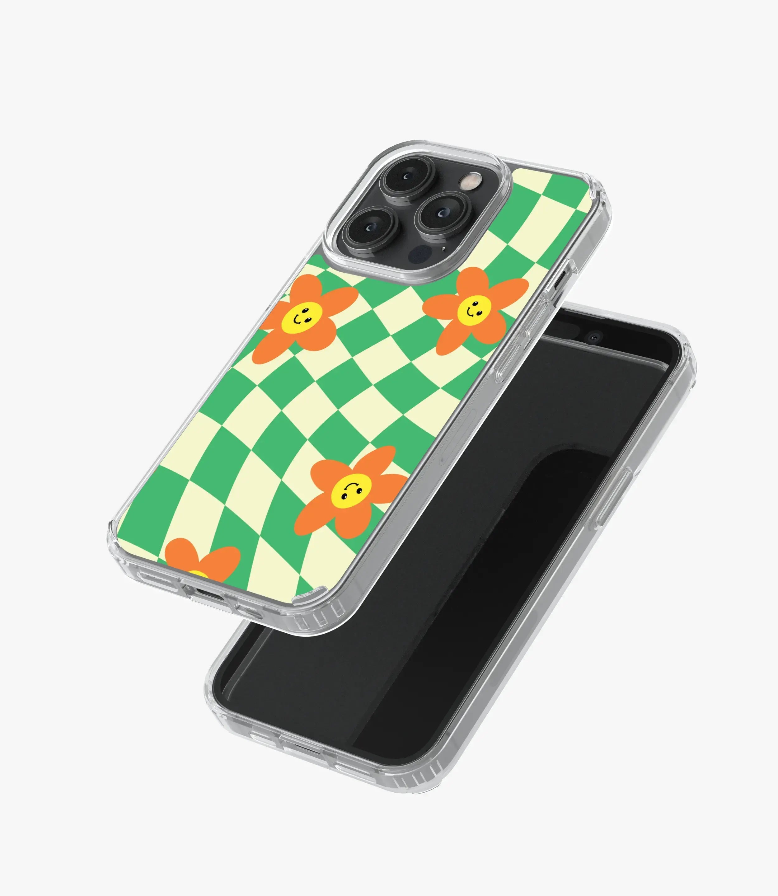 Orange Smiley Face Checkered Silicone Case