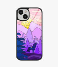 Load image into Gallery viewer, Glittering Wolf In Jungle Glass Case