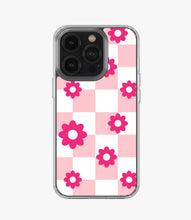 Load image into Gallery viewer, Pink Flowers Checkered Silicone Case