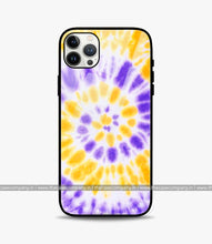 Load image into Gallery viewer, Tie Dye Yellow Blue Swirl Glass Phone Case