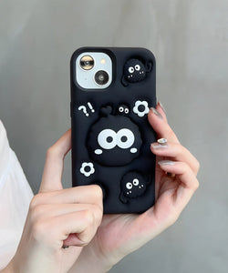 Cute Black Fuzzy Creature Soft Silicone Phone Case