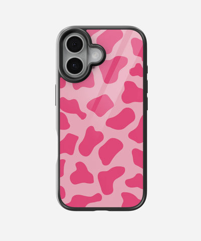 Y2k Pink Cow Print Glass Case