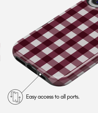 Cherry Wine Gingham Glossy Armoured Case