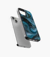 Load image into Gallery viewer, Marbled Teal Marble Glass Phone Case
