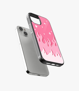 Y2K Fireburst Pink Flame Glass Case