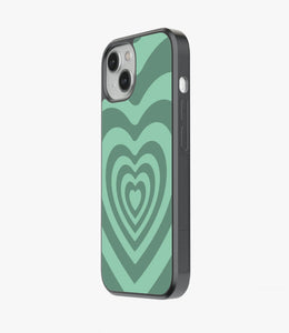 Y2K Green Hearts Glass Case