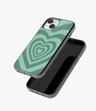 Load image into Gallery viewer, Y2K Green Hearts Glass Case
