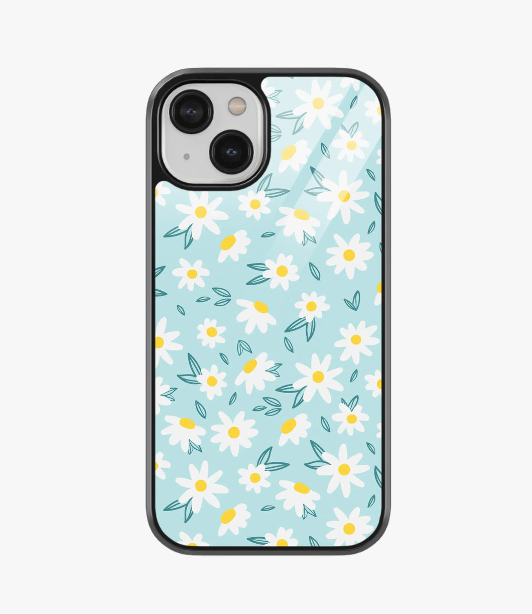 Daisy Art Floral Glass Case