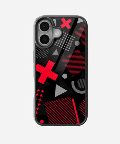 Abstract Geometric Black/Red Pattern Glass Case
