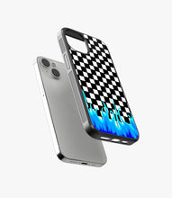 Load image into Gallery viewer, Checkered Blue Flame Glass Case
