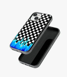 Checkered Blue Flame Glass Case