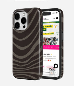 Charcoal Zebra Stripe Glossy Armoured Case