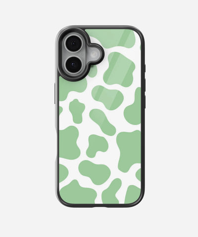 Y2k Green Cow Print Glass Case