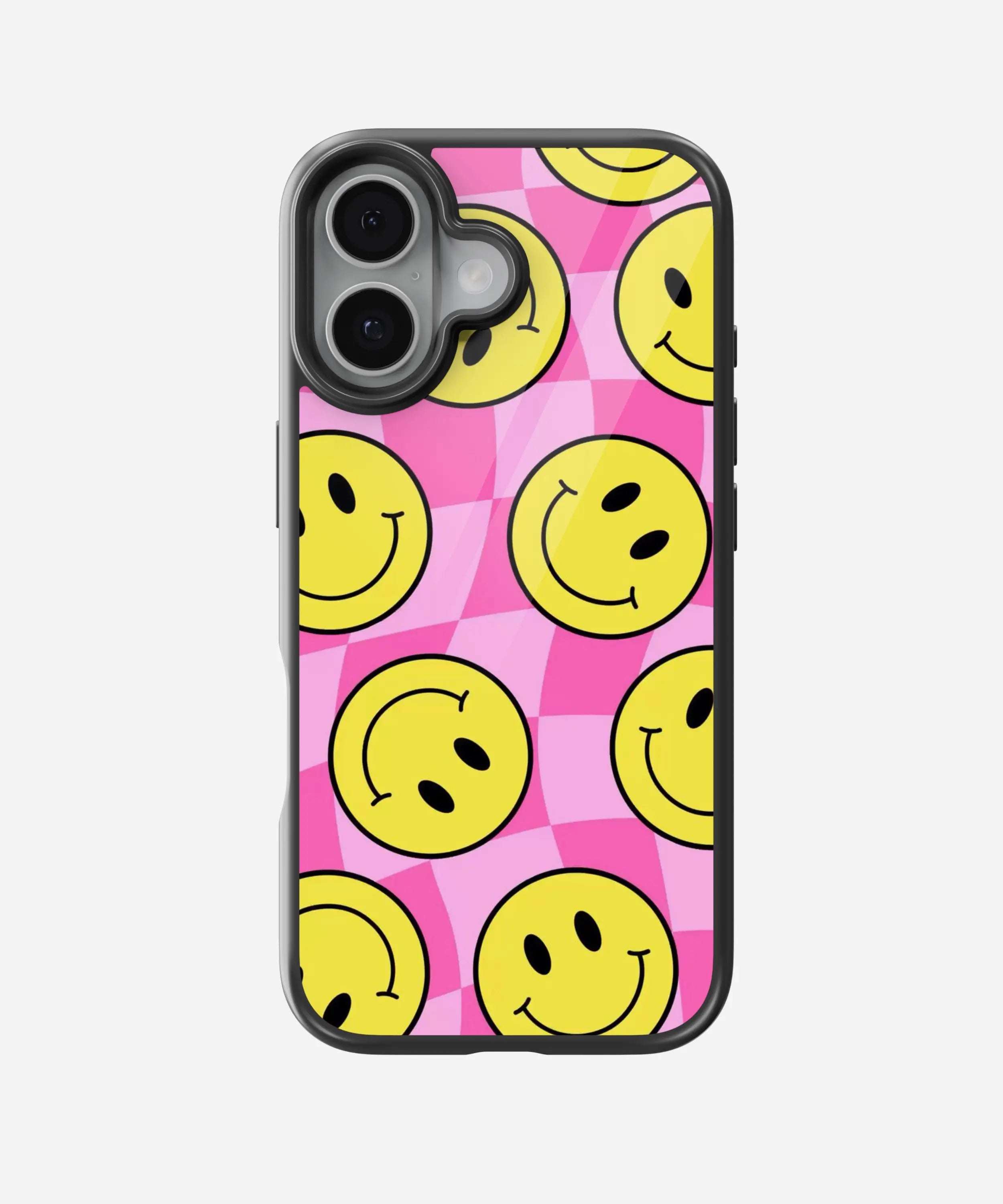 Checkered Smiley Glass Case