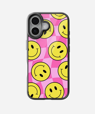 Checkered Smiley Glass Case