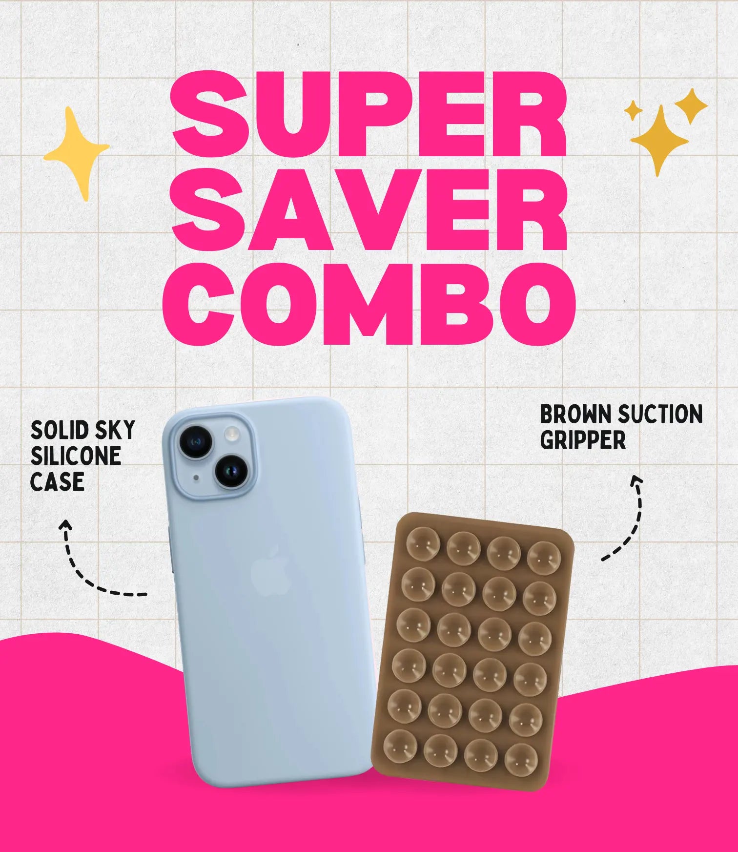 Solid Sky Soft Silicone iPhone Case + Soft Suction Grip Combo
