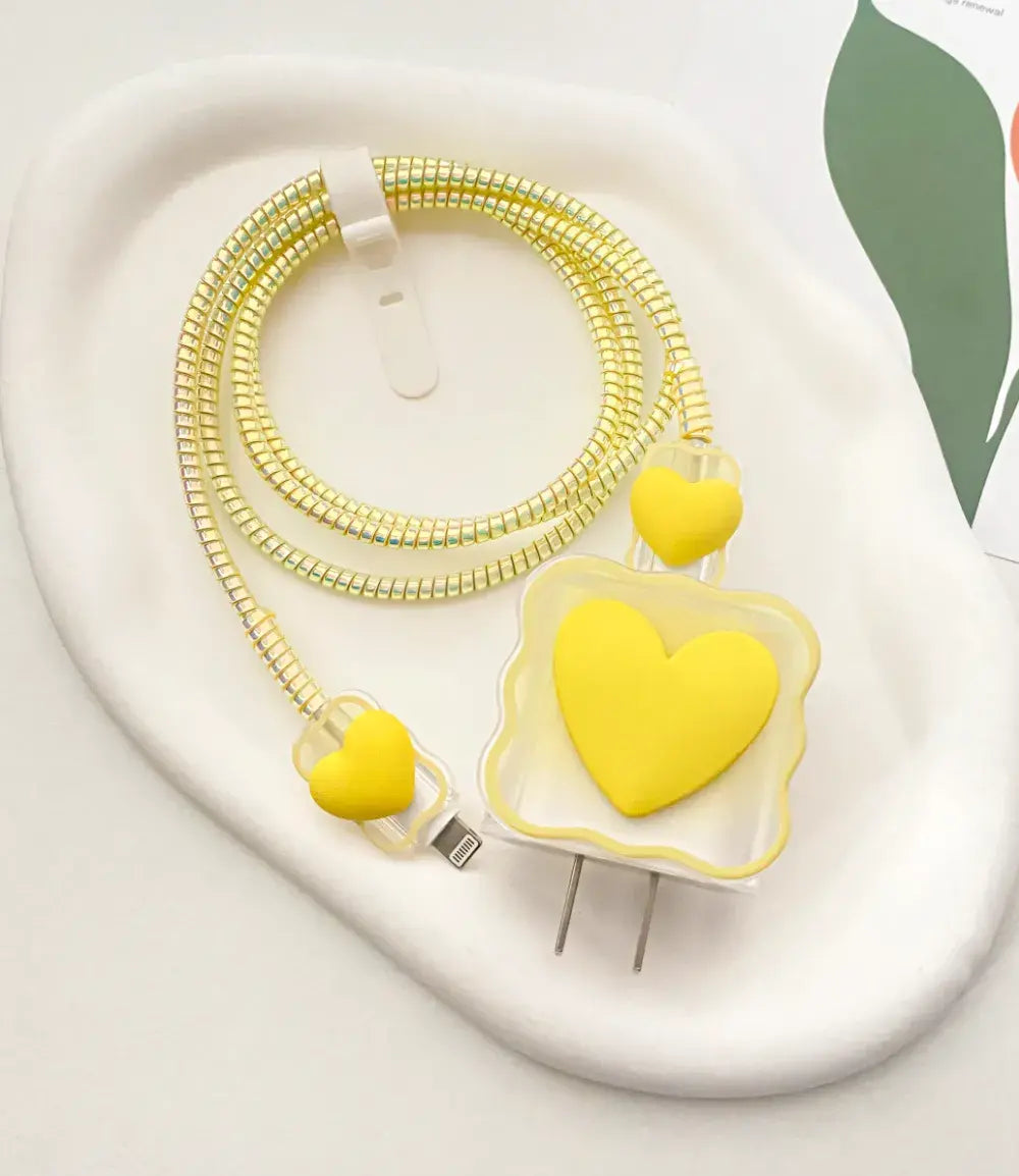 3D Pastel Heart Charger Case & Cable Protector (18W/20W)