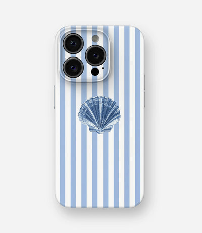 Blue Seashell Stripe Glossy Hard Case