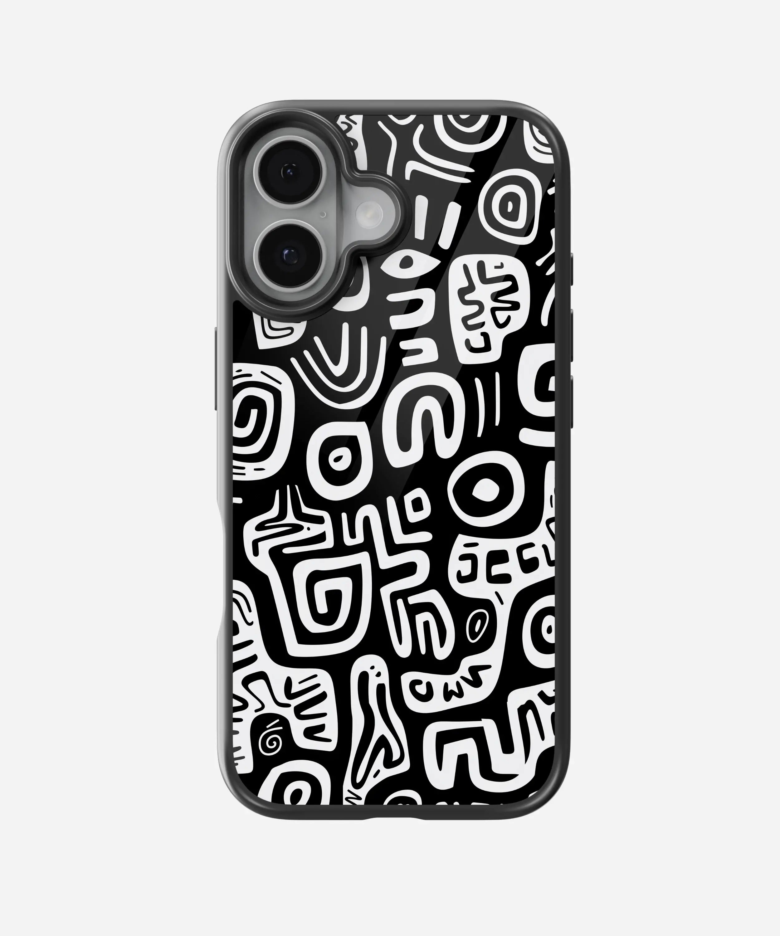 Abstract Black & White Pattern Glass Case