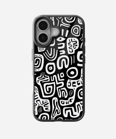 Abstract Black & White Pattern Glass Case