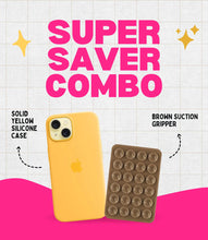 Load image into Gallery viewer, Solid Yellow Soft Silicone iPhone Case + Soft Suction Grip Combo
