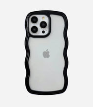 Load image into Gallery viewer, Midnight Black Wavy Clear Soft iPhone Case
