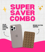 Load image into Gallery viewer, Solid Pebble Soft Silicone iPhone Case + Soft Suction Grip Combo
