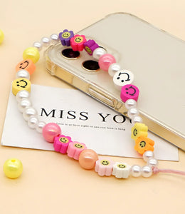 Colorful Smiley Beaded Phone Charm