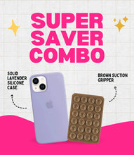 Load image into Gallery viewer, Solid Lavender Soft Silicone iPhone Case + Soft Suction Grip Combo
