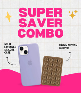 Solid Lavender Soft Silicone iPhone Case + Soft Suction Grip Combo