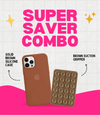 Solid Brown Silicone iPhone Case + Soft Suction Grip Combo