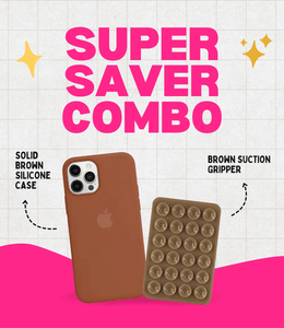 Solid Brown Silicone iPhone Case + Soft Suction Grip Combo