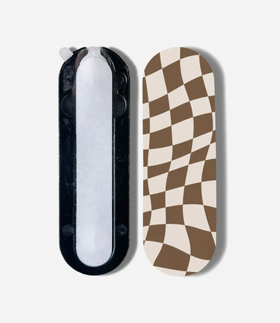 Coffee Brown Checkered Print Pop Slider