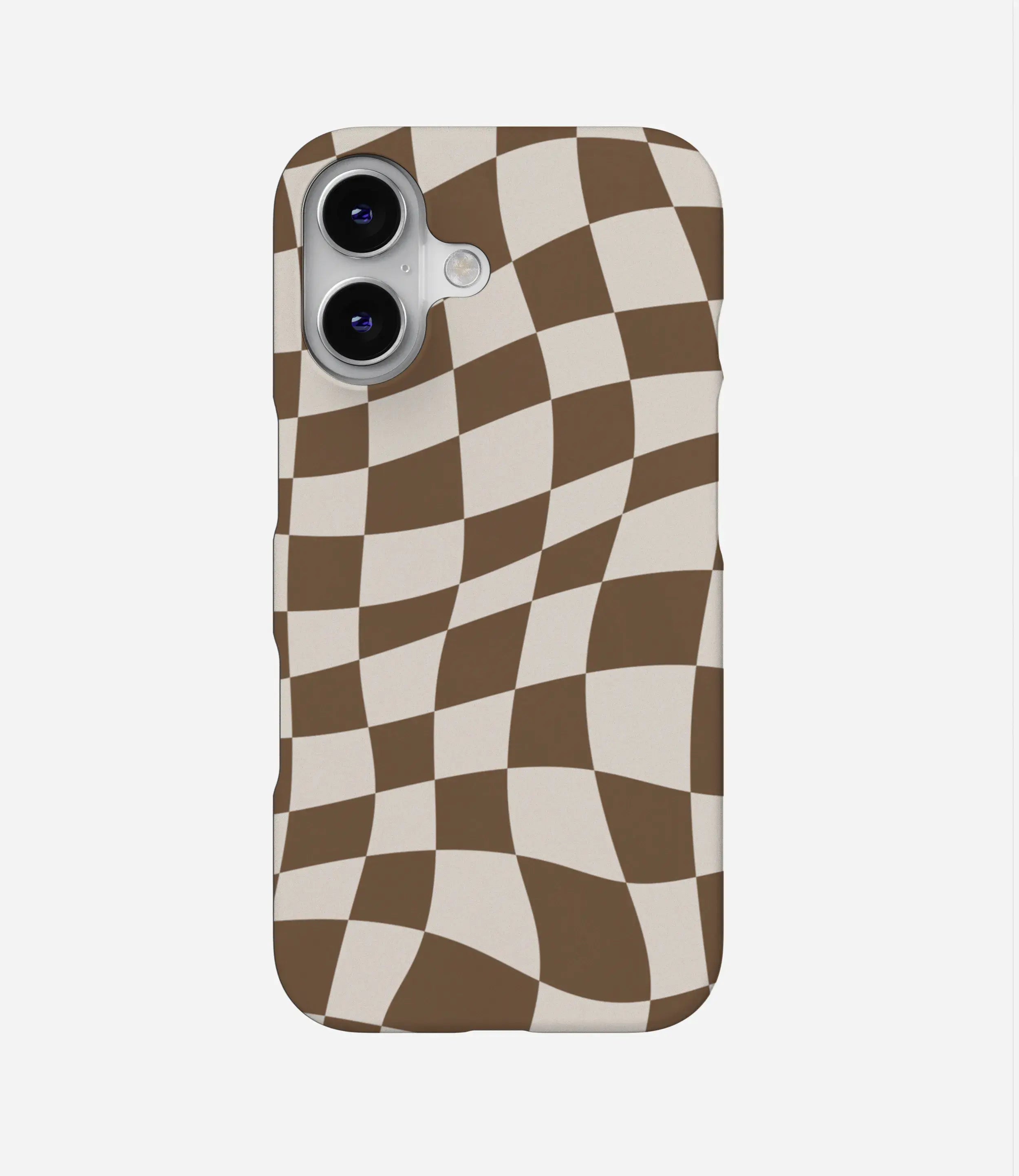 Coffee Brown Checkered Print Case
