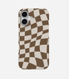 Coffee Brown Checkered Print Case